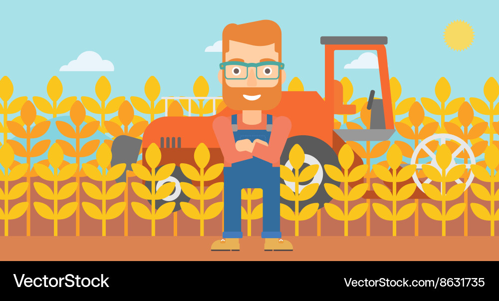 Man standing with combine on background vector image