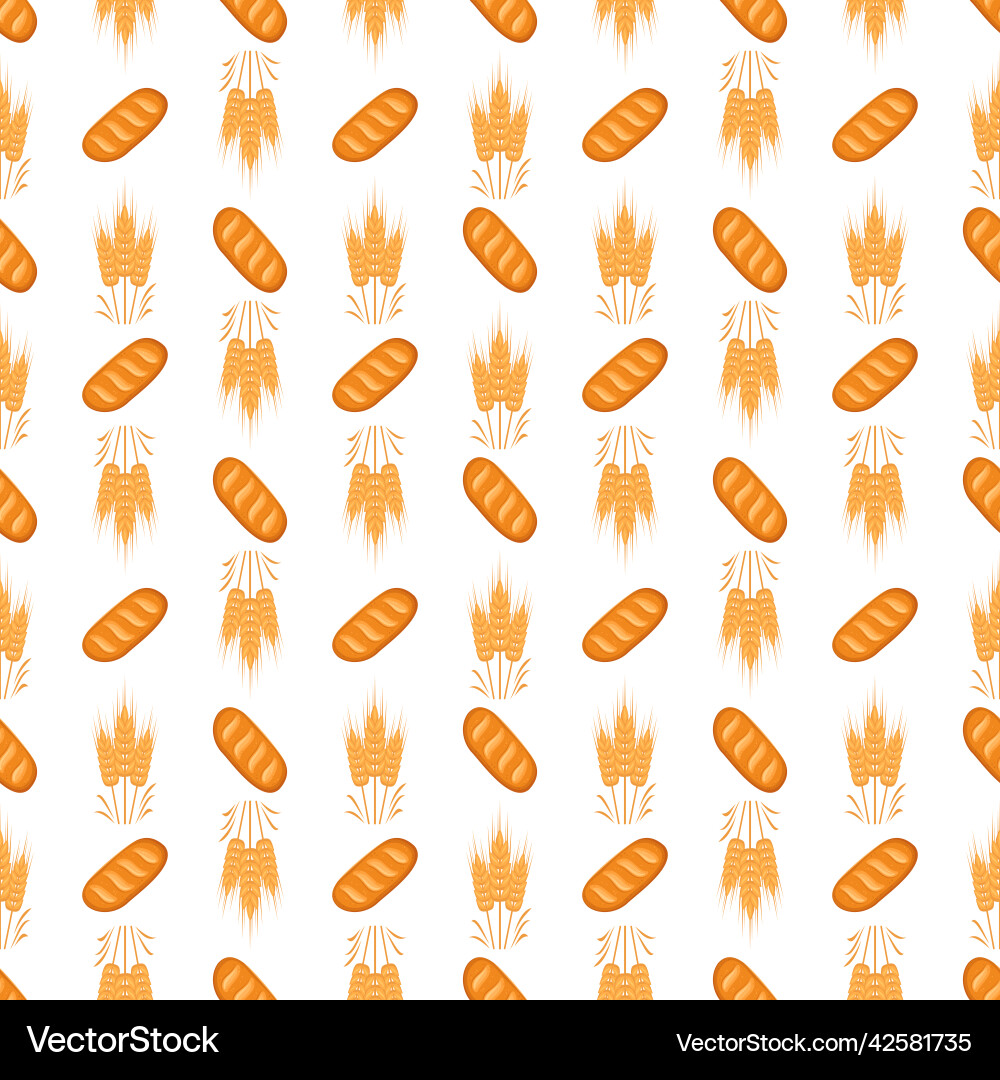 Seamless pattern with bread and ears of wheat Seamless pattern with bread and ears of wheat Vector Image