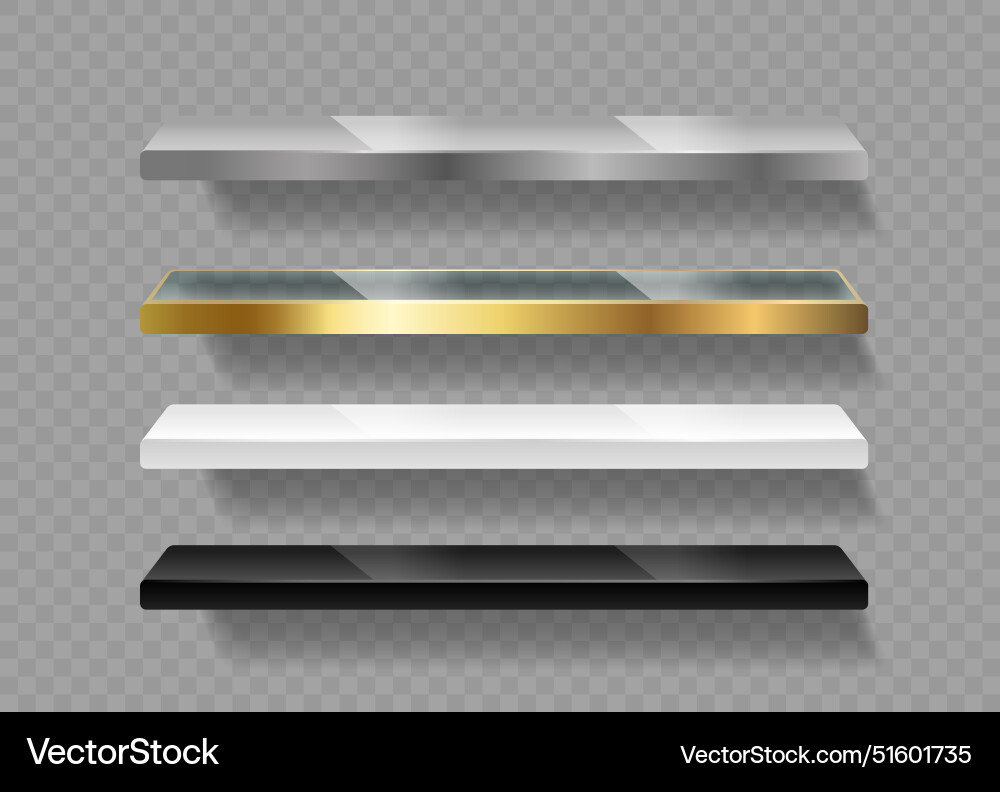 Set of four modern floating shelves in different Vector Image