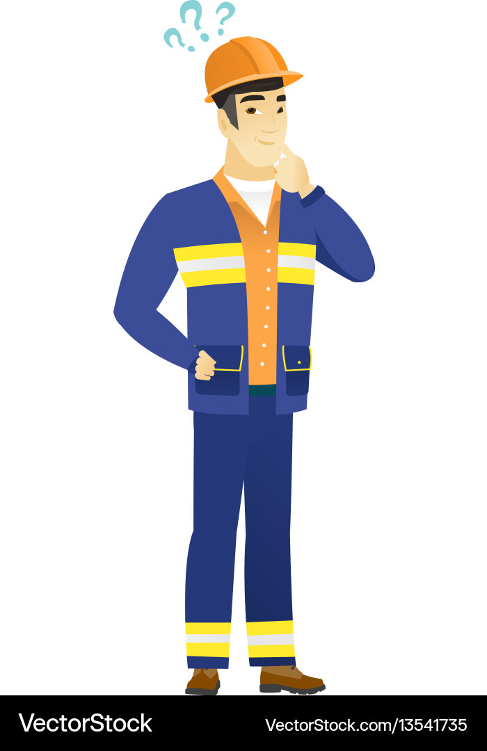 Thinking builder with question marks Thinking builder with question marks vector image
