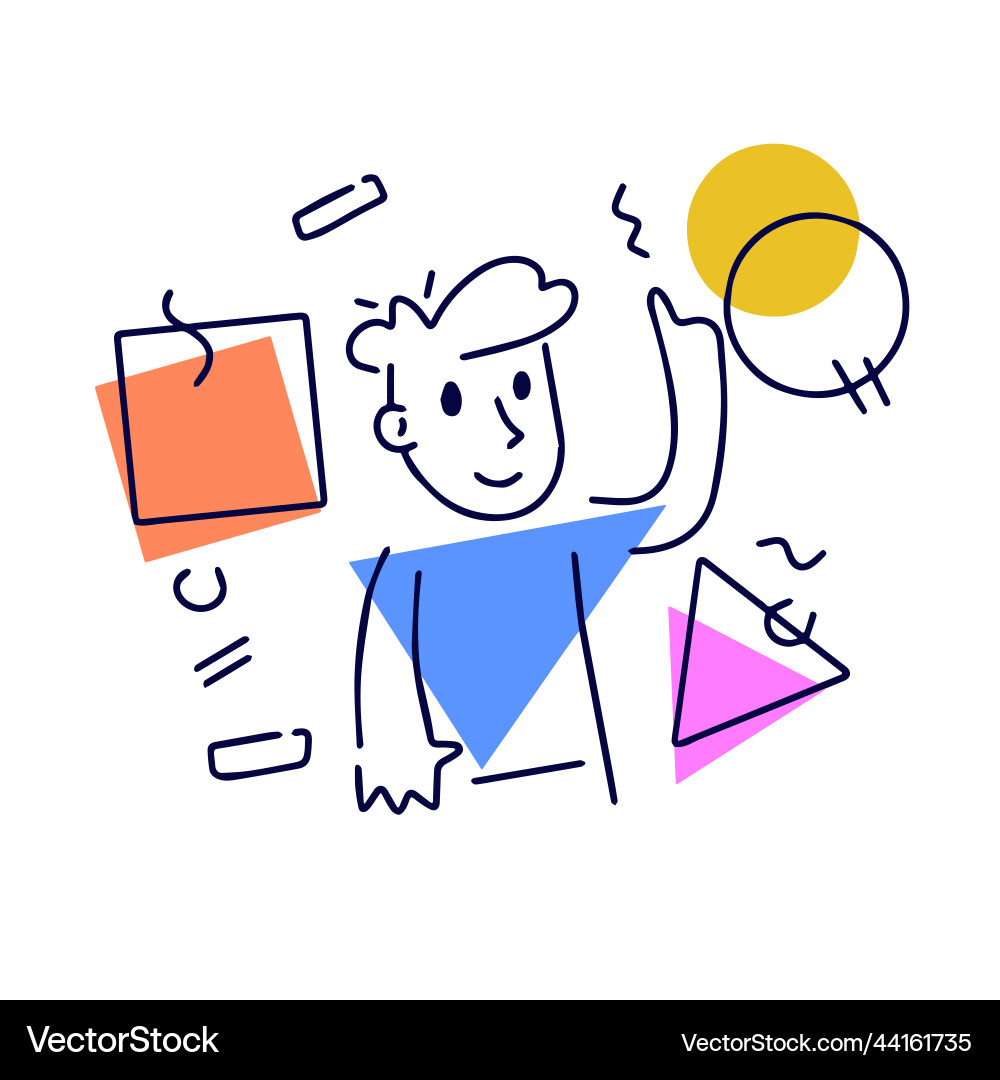 Thoughtful abstract character solves problem vector image