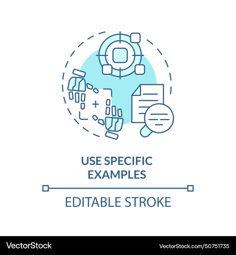 Using specific examples soft blue concept icon Using specific examples soft blue concept icon Vector Image