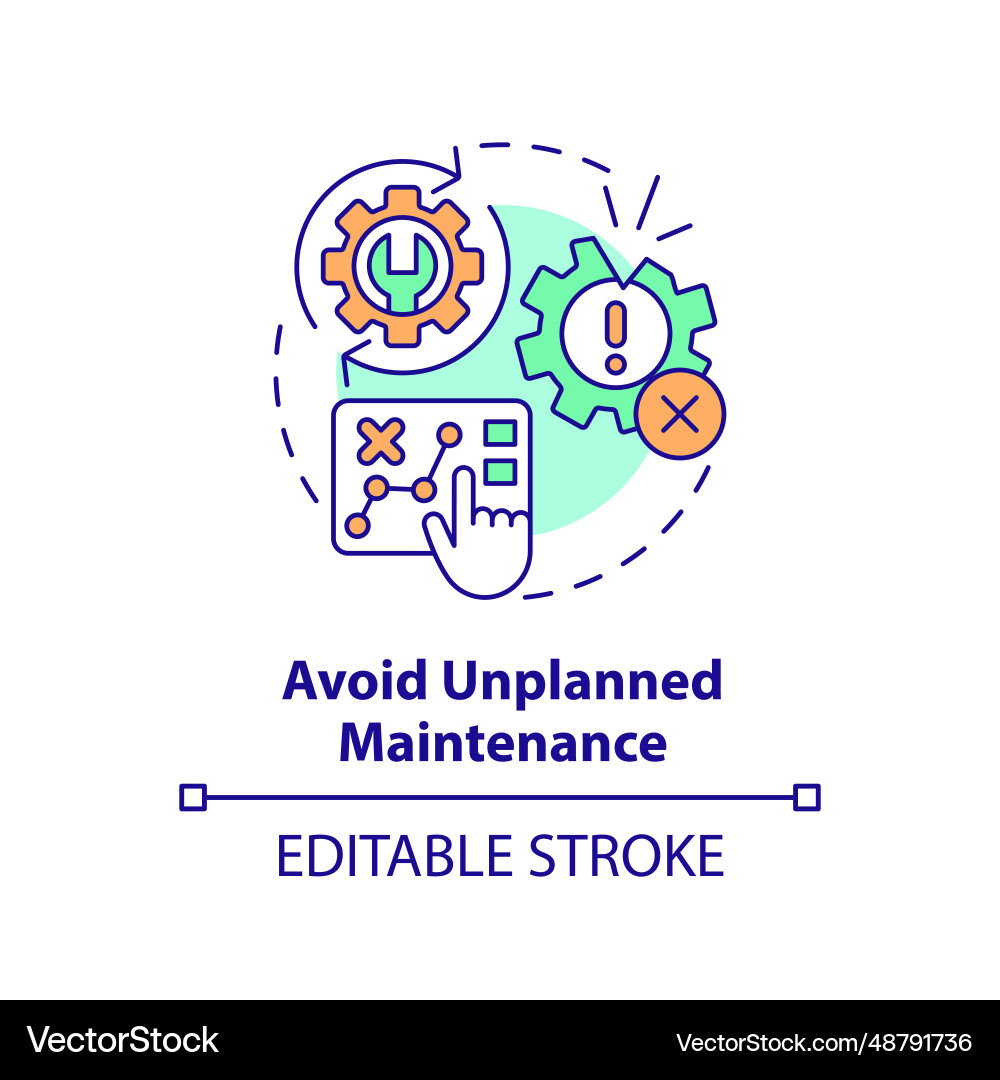 2d thin linear icon avoid unplanned maintenance 2d thin linear icon avoid unplanned maintenance vector image