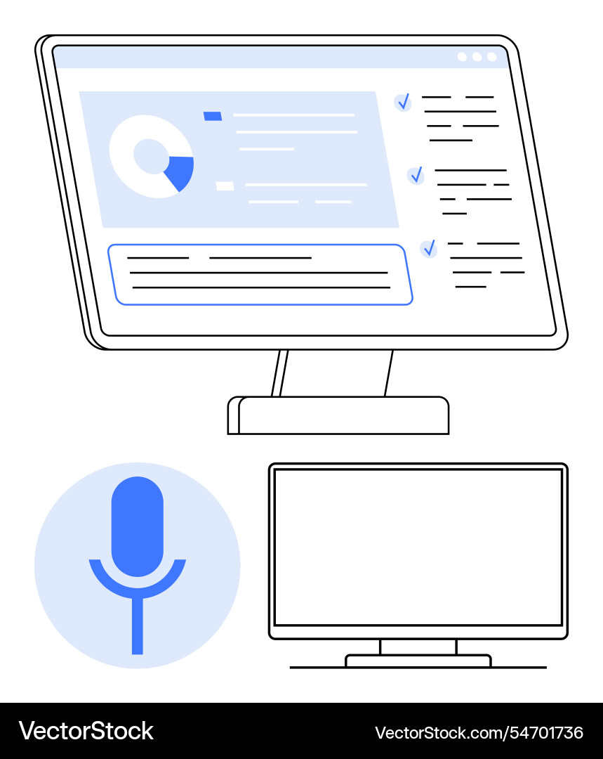 Business computer setup with desktop screen Vector Image