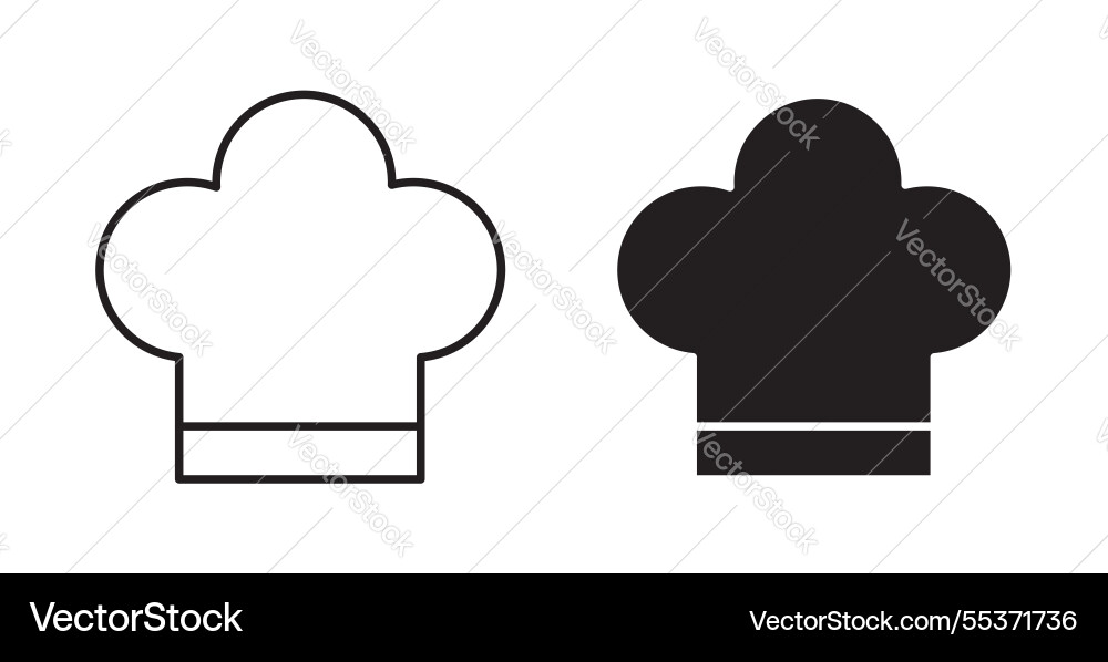 Chef hat icon set in thin line for web Vector Image
