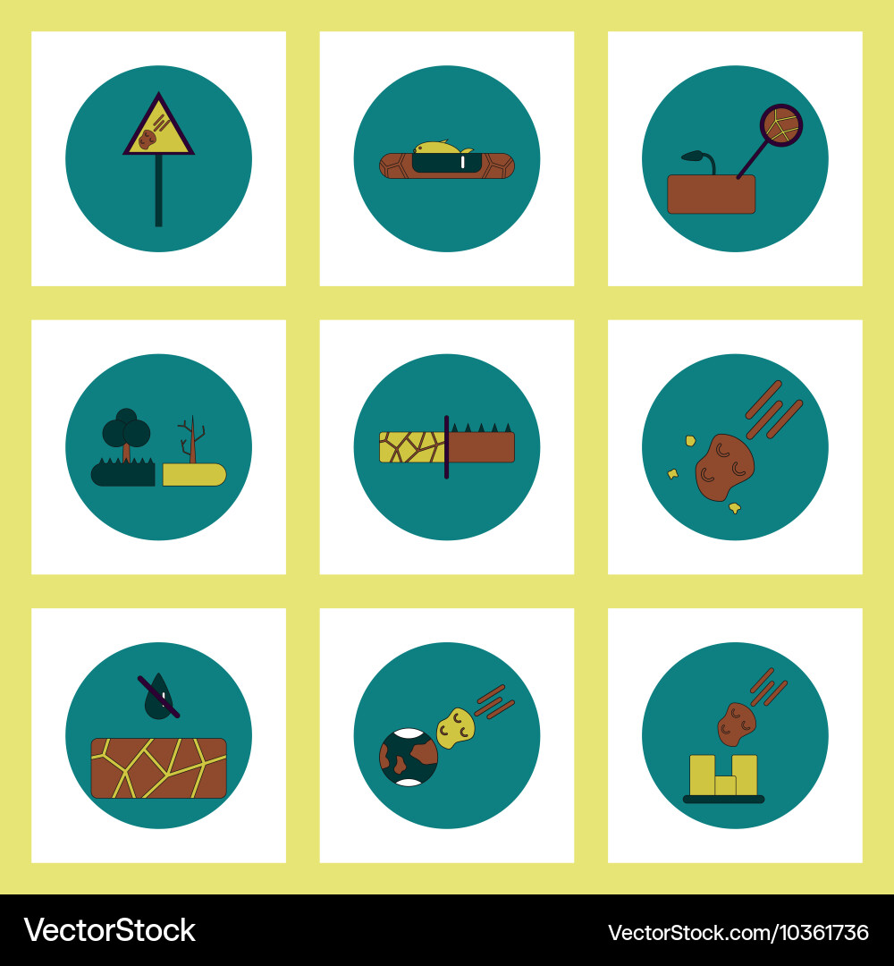 Collection of icons in flat style drought vector image