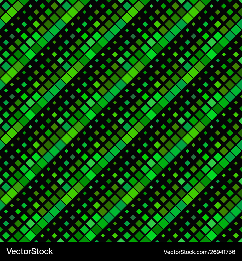 Diagonal square pattern background - dark green vector image