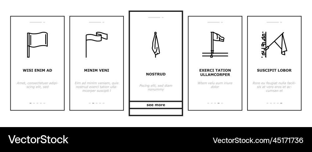 Flag start web pennant map onboarding icons set Vector Image