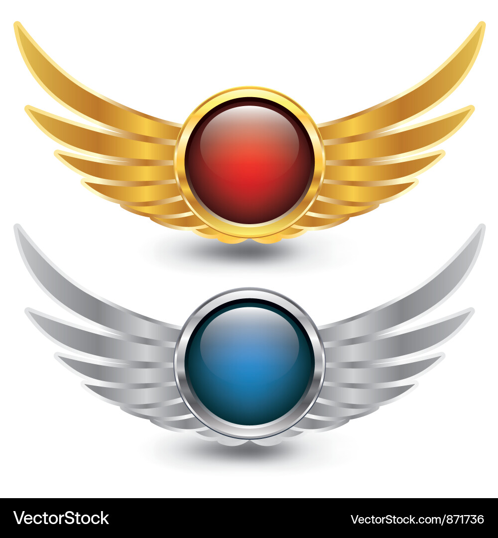 Glossy button with wings Vector Image