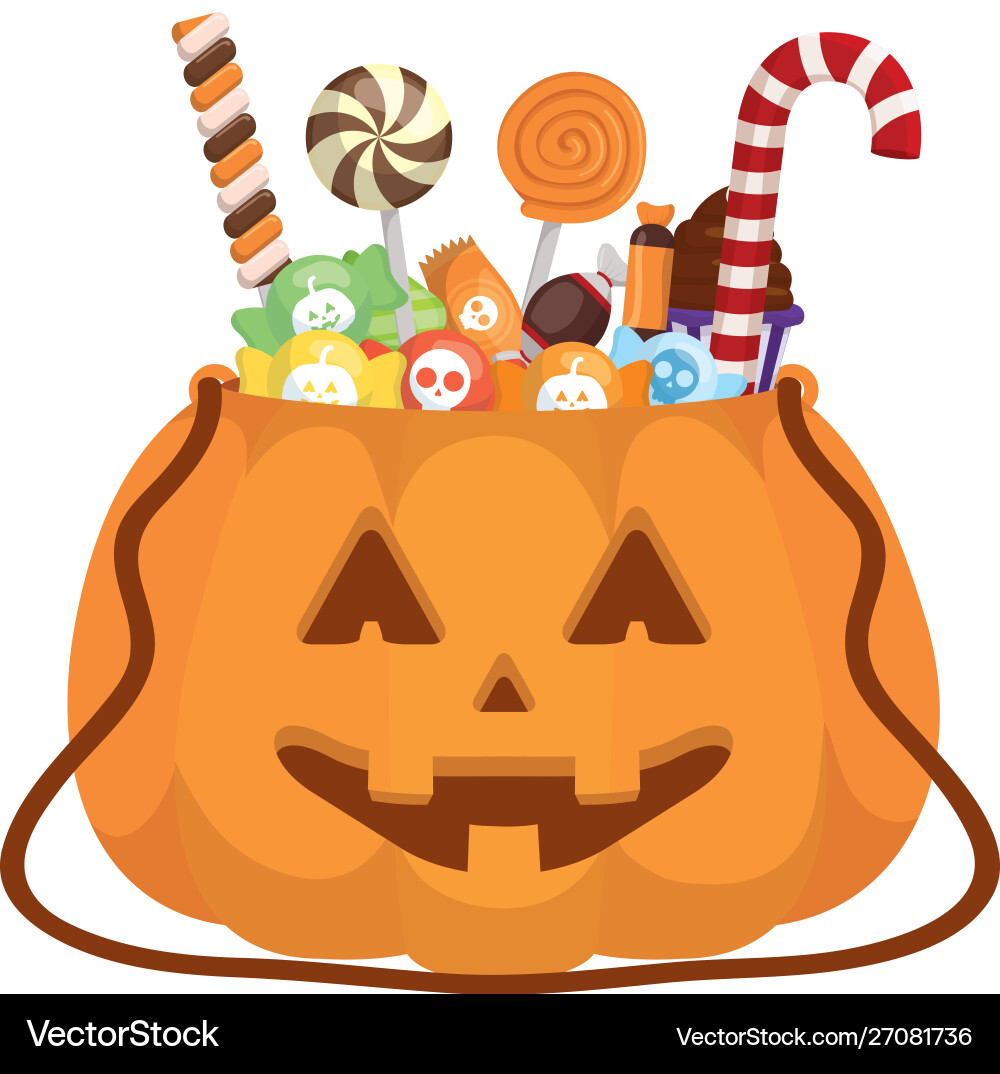 Halloween Süßigkeiten und Kürbis Design Vektorbild