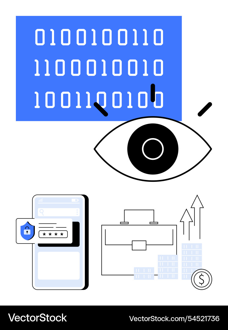 Internet-Sicherheitsvisualisierung mit Binärcode Internet-Sicherheitsvisualisierung mit Binärcode vektorbild