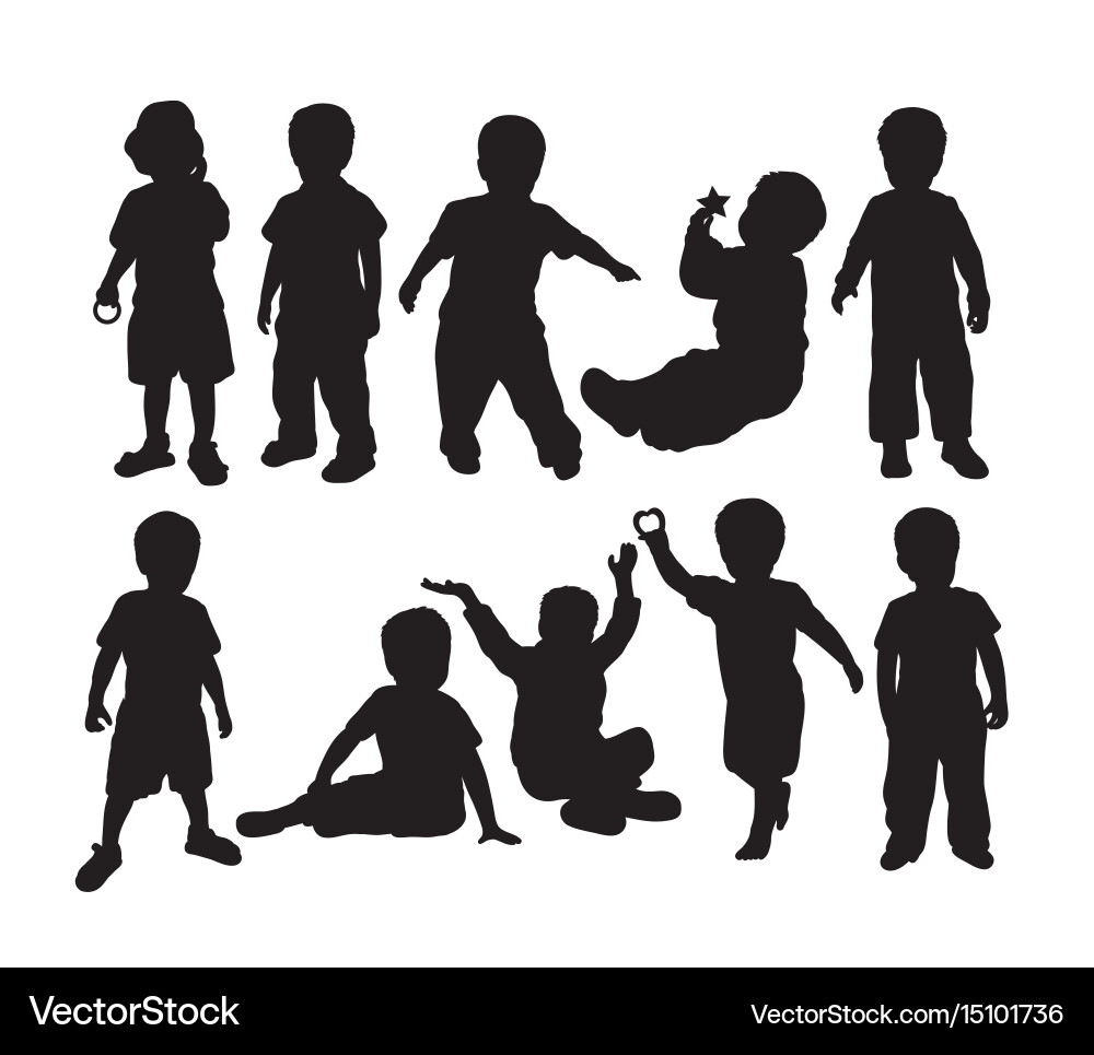 Kids Silhouettes - Play & Activity vector image