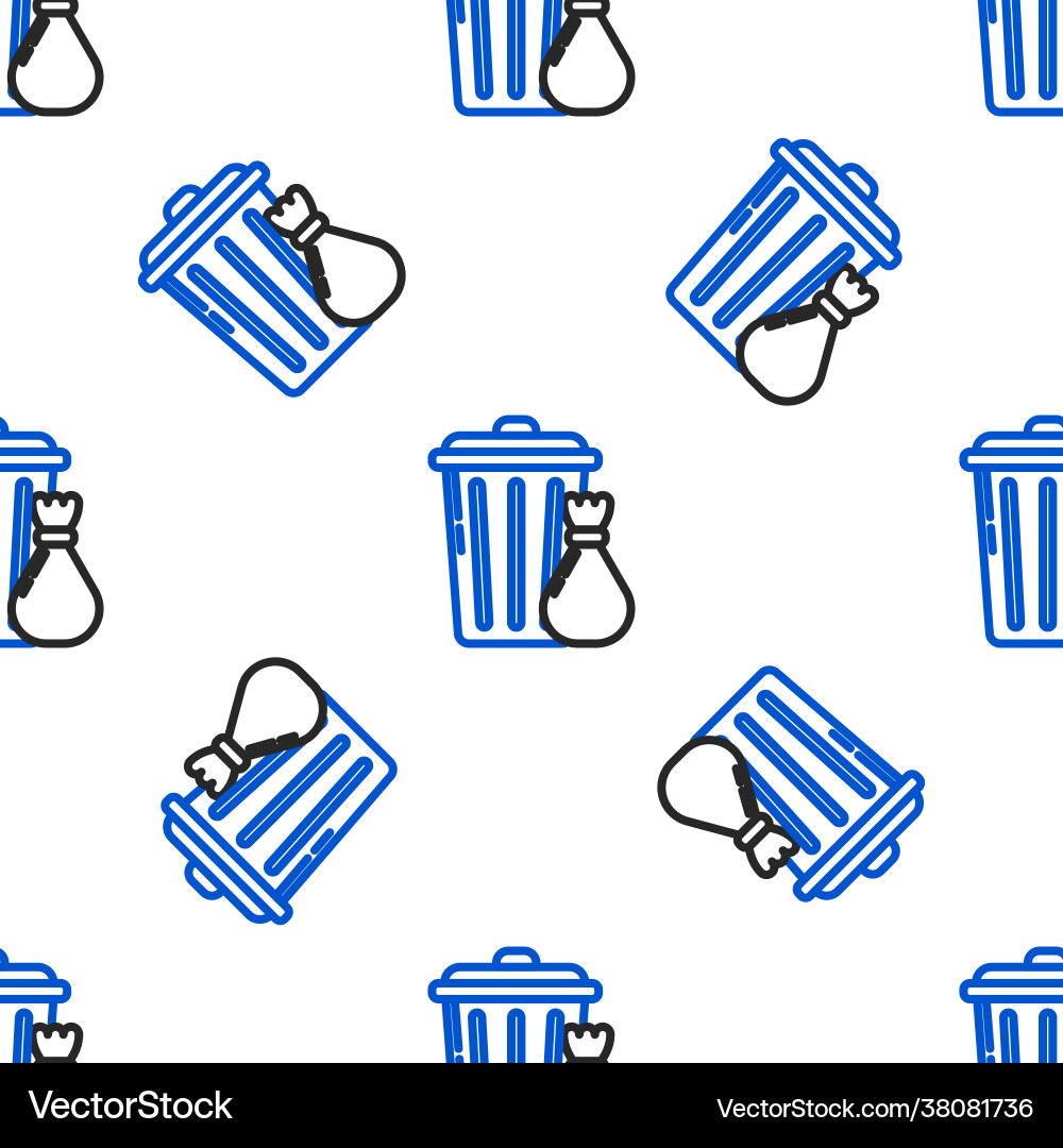 Line trash can and garbage bag icon isolated Vector Image