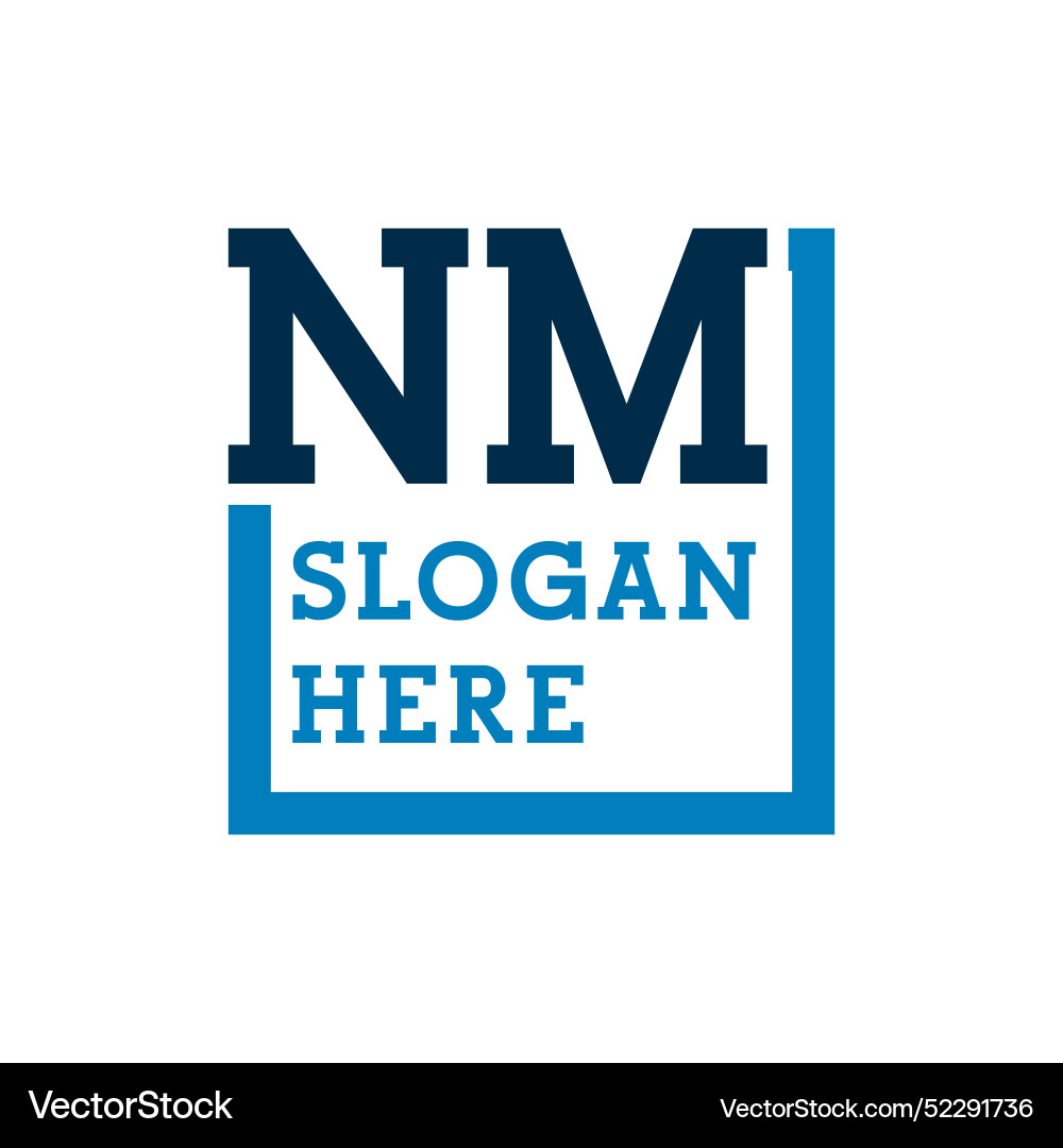Minimal initials logo letters n and m nm initial Vector Image
