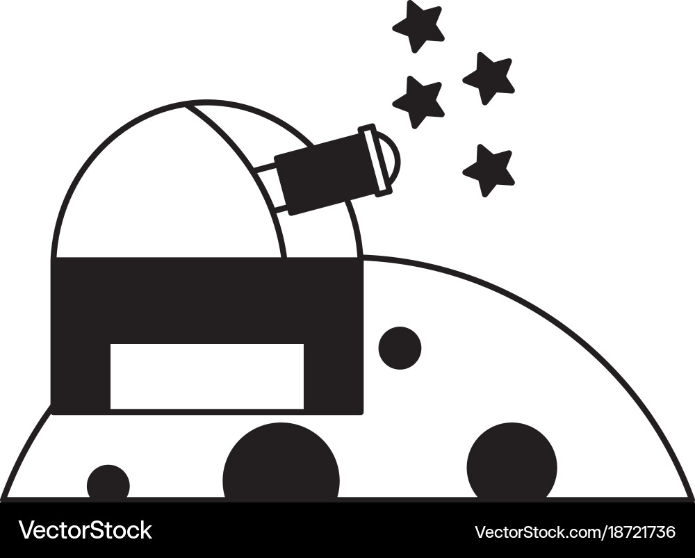 Planet mars with astronomical observatory Vector Image