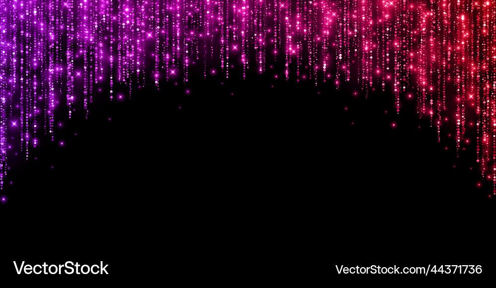 Purple red arc glitter decoration garland on black vector image