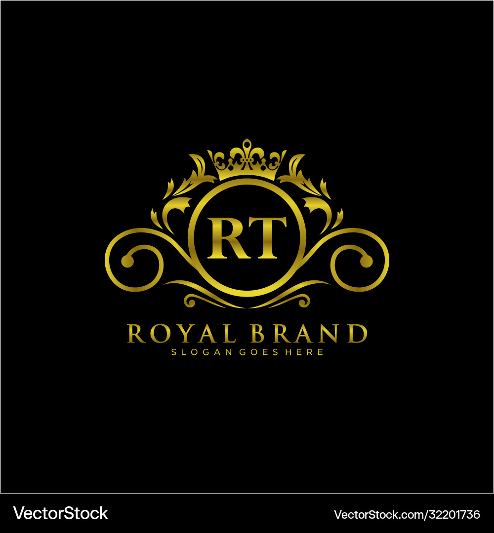 Rt letter initial luxurious brand logo template Vector Image