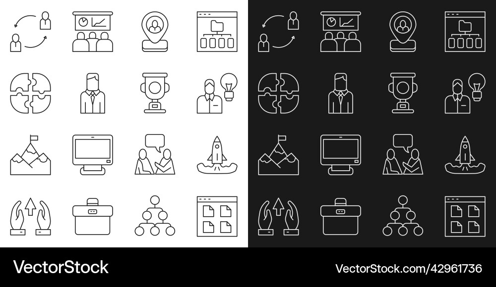 Set line browser files rocket human with lamp Set line browser files rocket human with lamp vector image