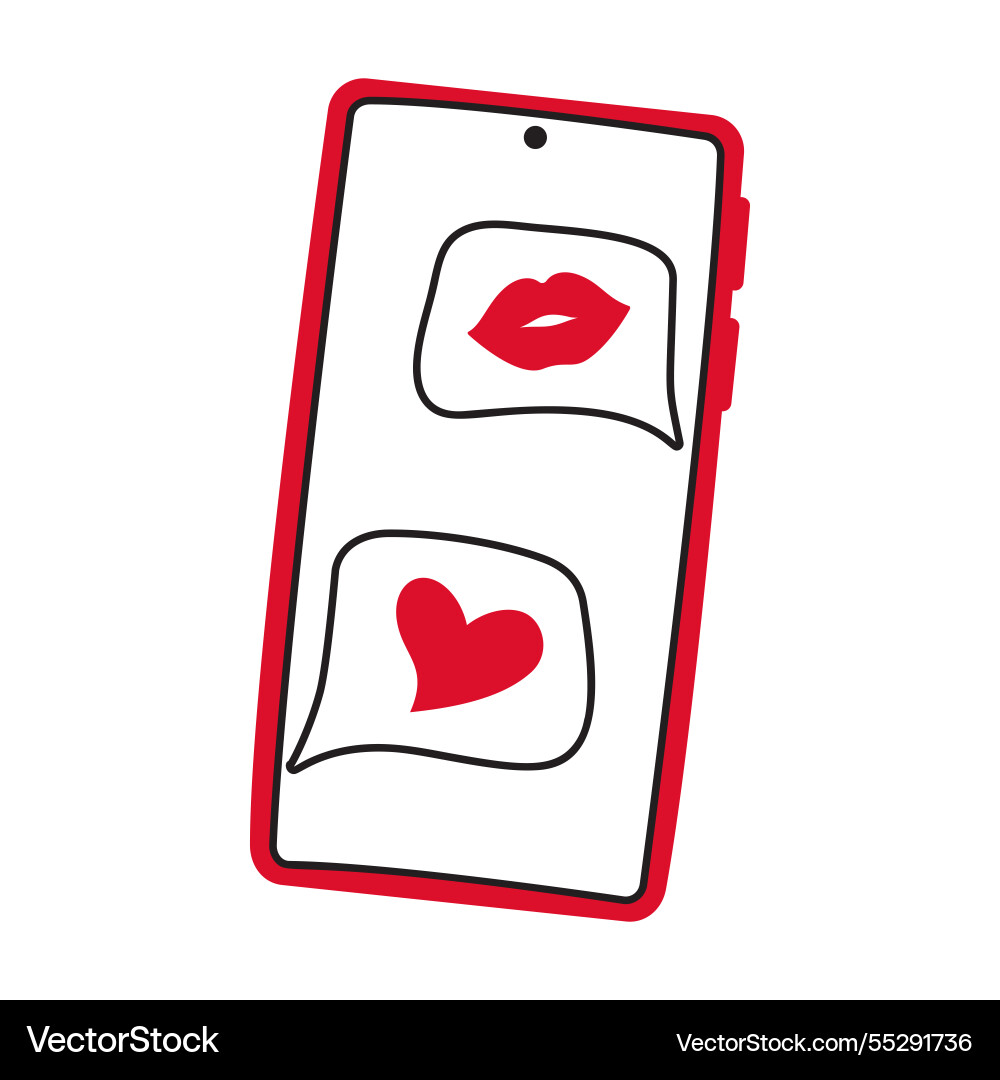 Smartphone with heart speech bubble get message Smartphone with heart speech bubble get message vector image