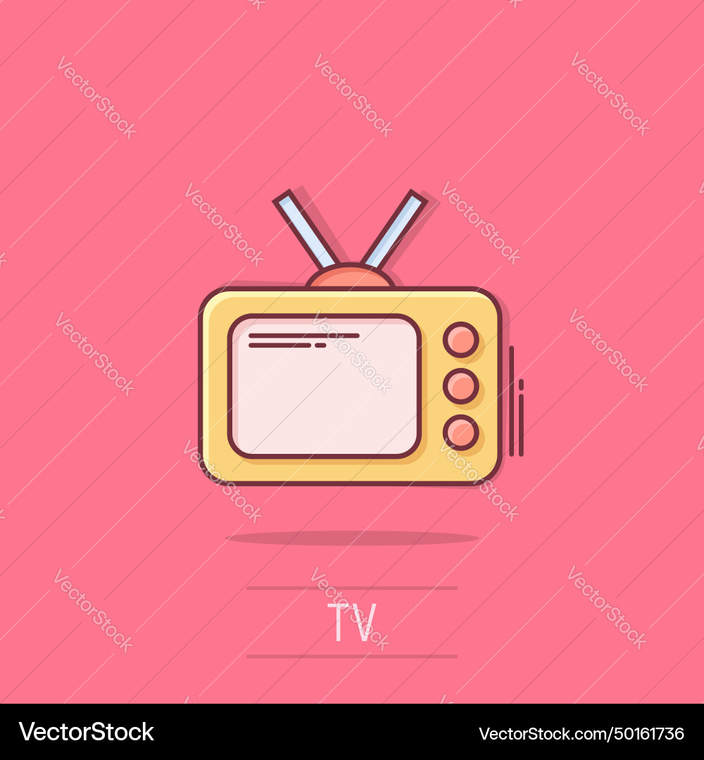 Tv icon in comic style television cartoon sign Tv icon in comic style television cartoon sign vector image