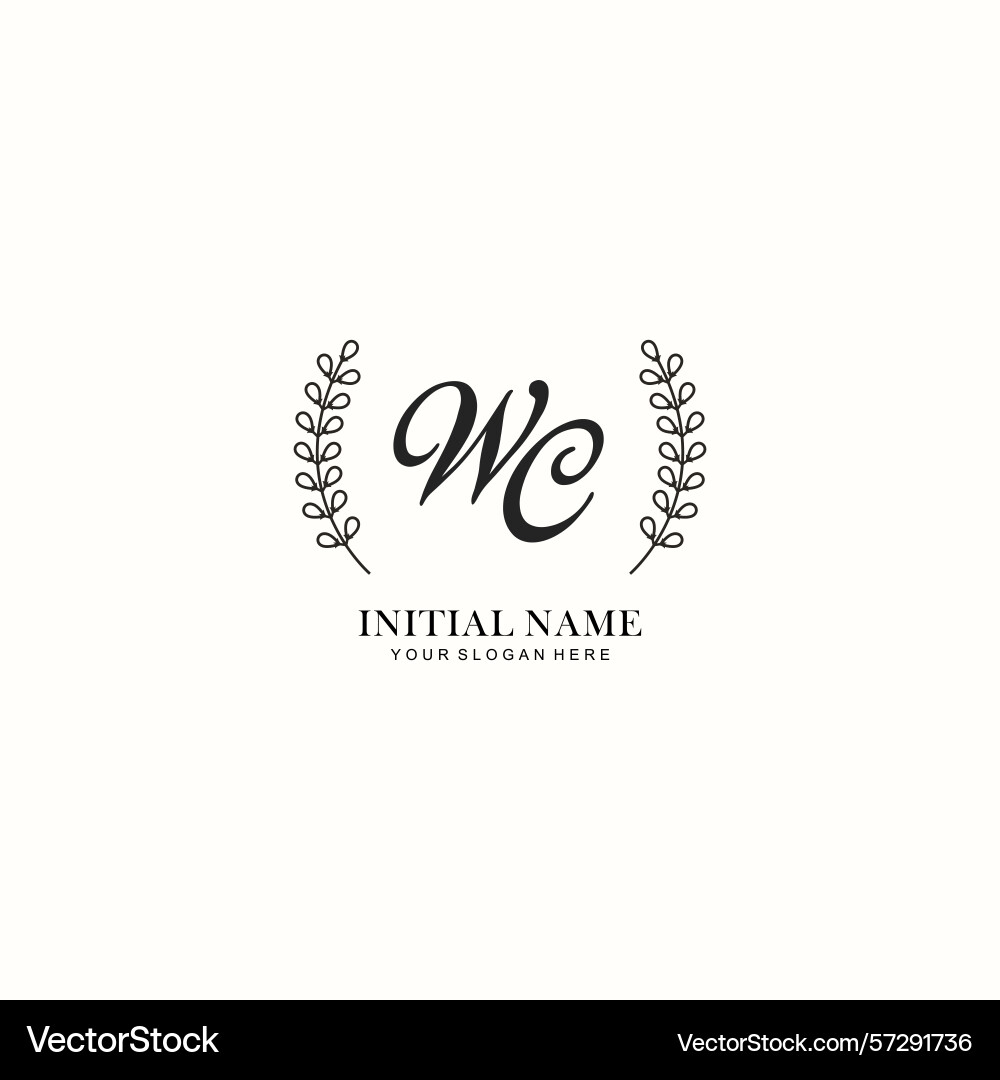 Wc initial logo templates with botanical elements Wc initial logo templates with botanical elements Vector Image