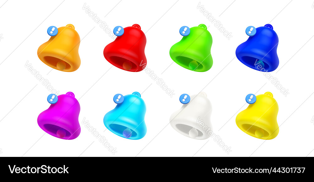 3d render notification bells color unread message Vector Image