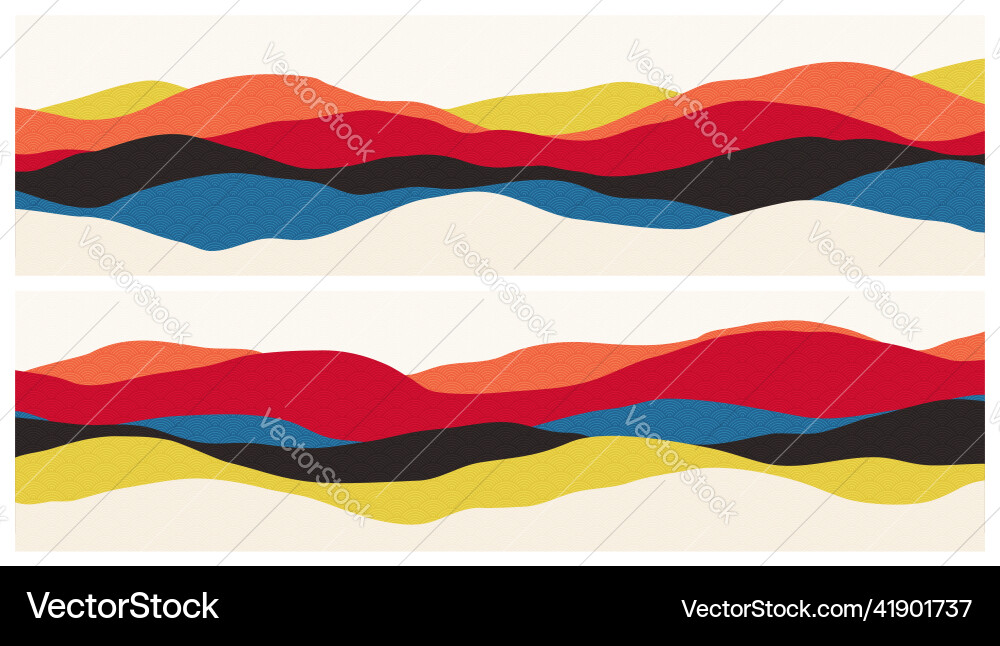 Abstract japanese mountains and forest at sunset Abstract japanese mountains and forest at sunset vector image