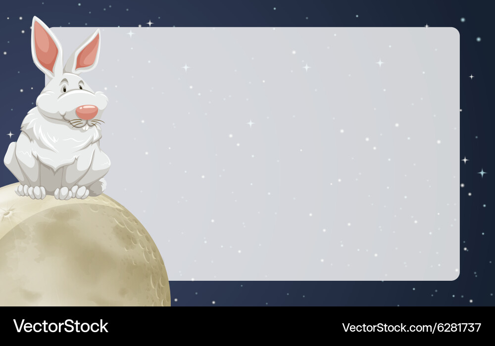Border design with rabbit on moon Vector Image