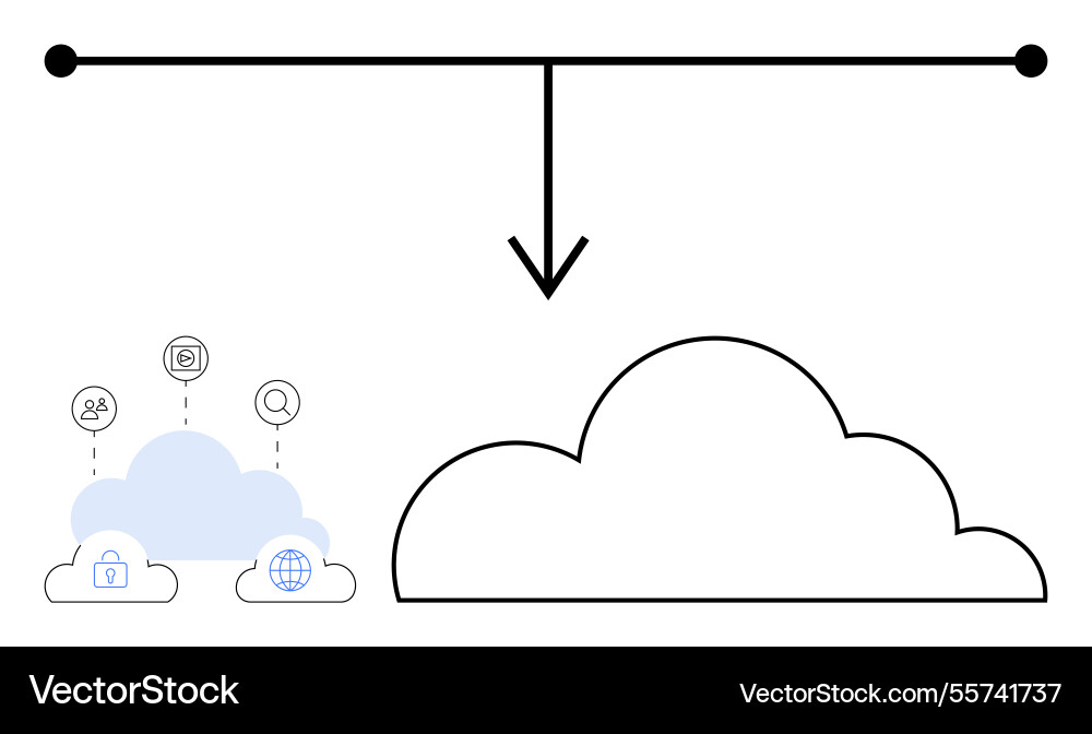 Cloud data migration process with key elements Cloud data migration process with key elements vector image