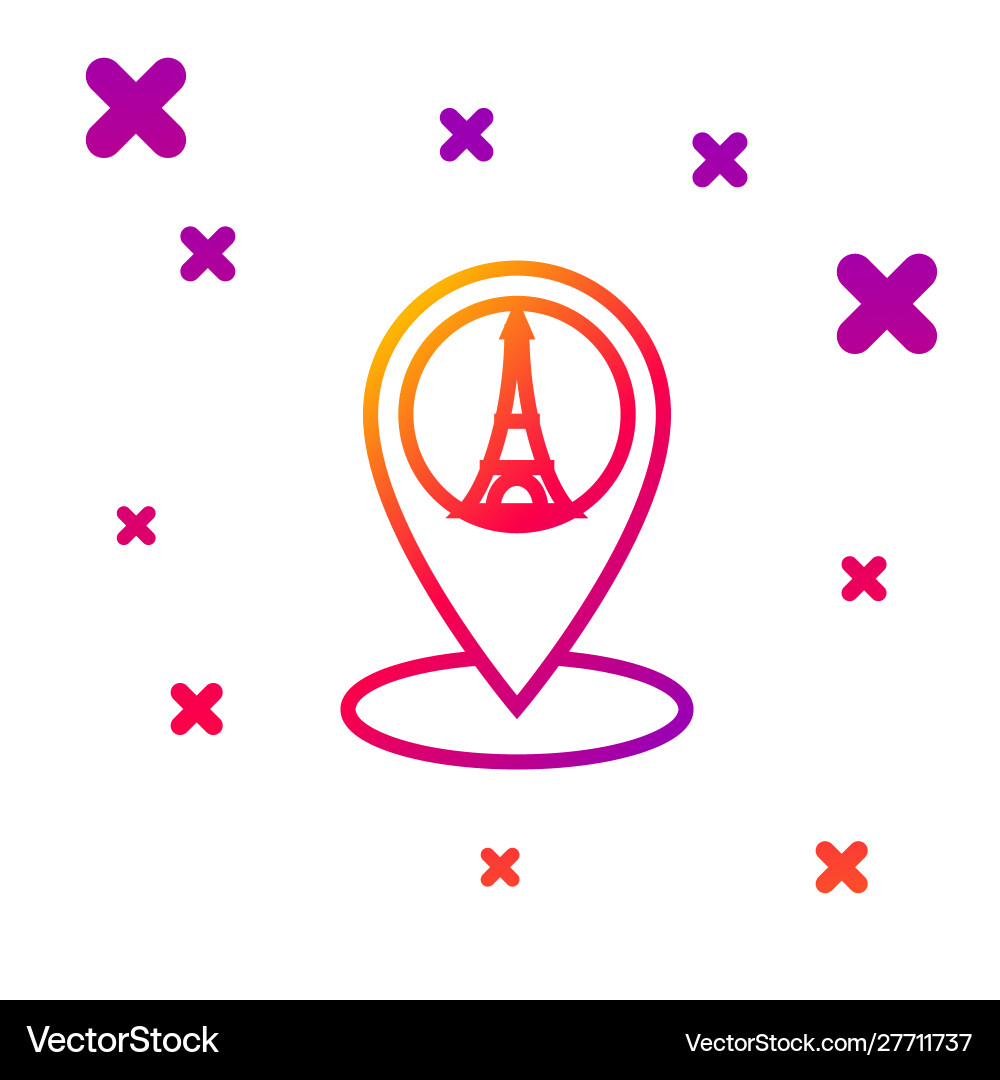 Color line map pointer with eiffel tower icon Color line map pointer with eiffel tower icon vector image