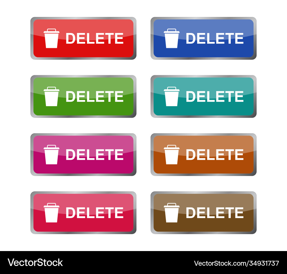 Delete button isometric in on white background Vector Image