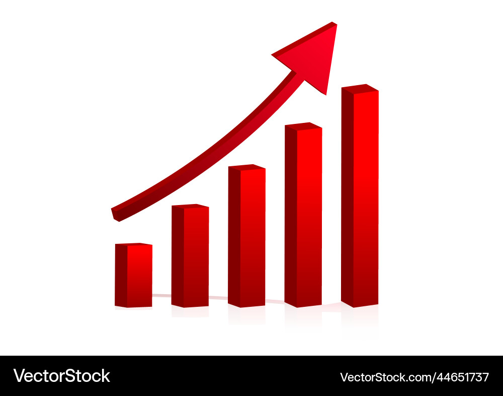 Graphics design red graph arrow up with white vector image