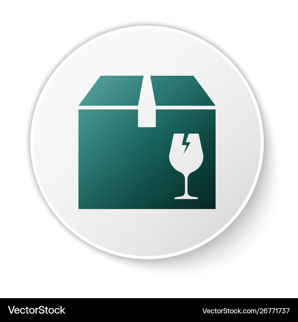 Green delivery package box with fragile content Green delivery package box with fragile content Vector Image