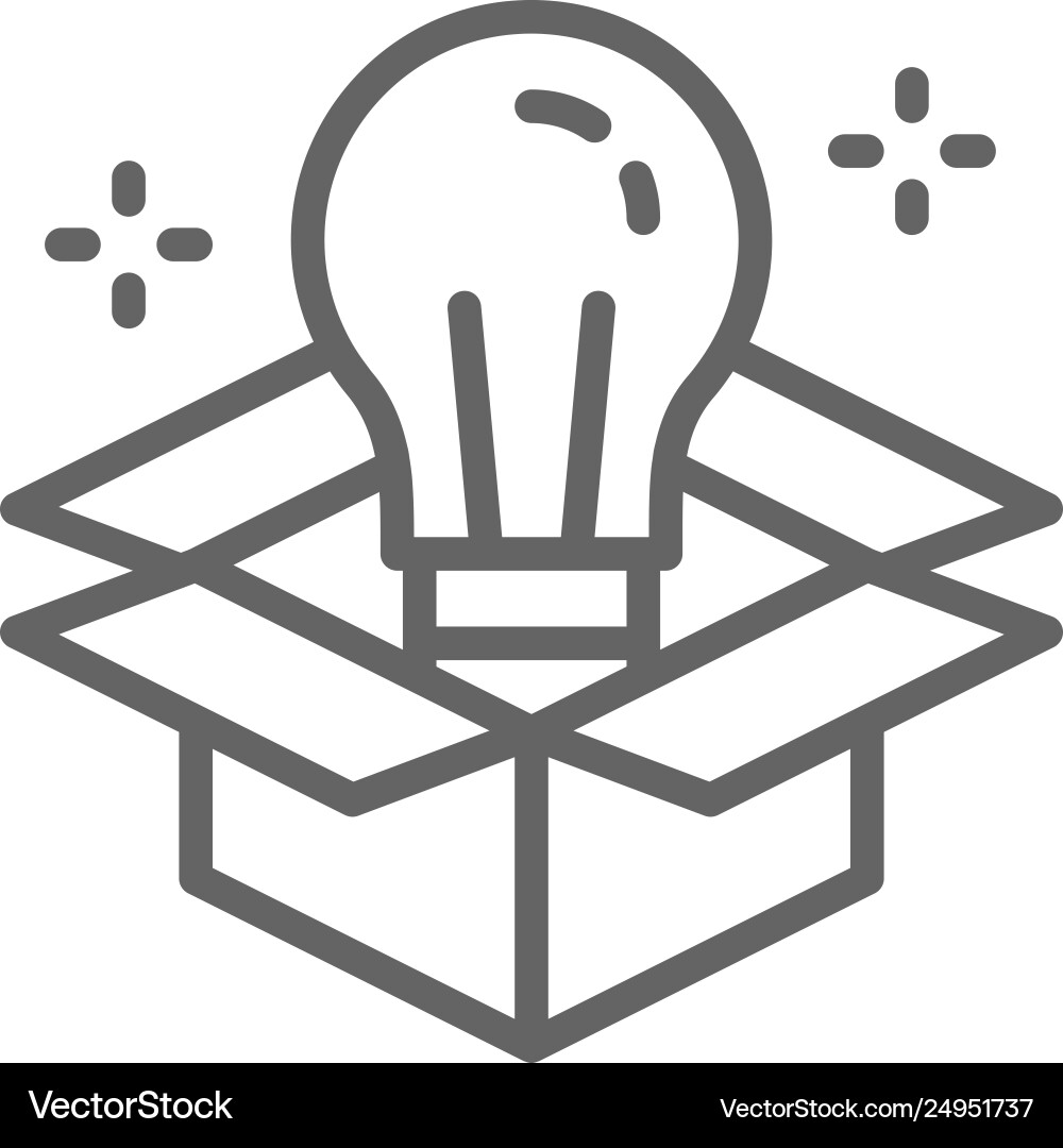Lightbulb in Box - Innovation Concept Vector Image