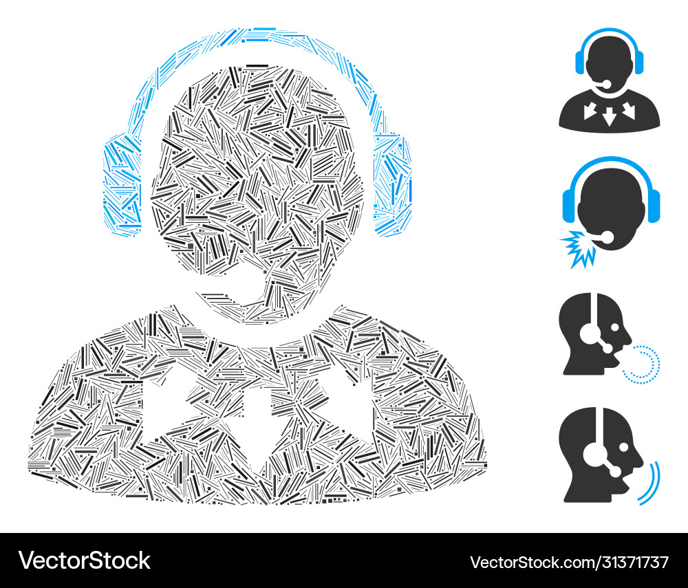 Line operator message icon collage Vector Image
