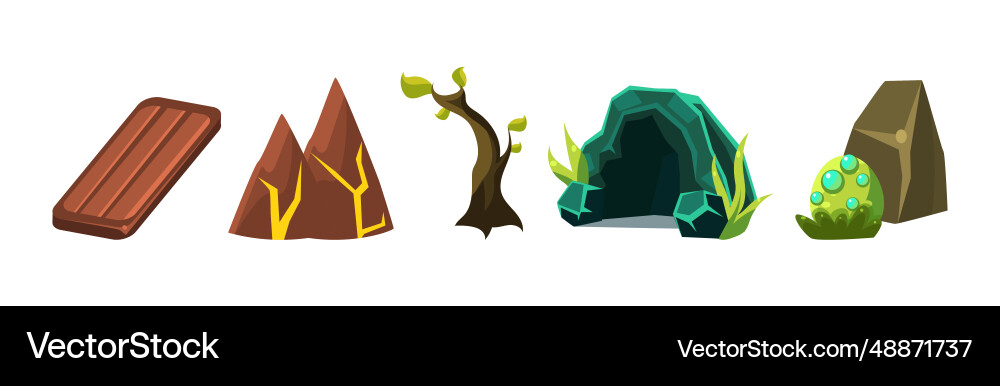 Nature game landscape object and elements Nature game landscape object and elements vector image
