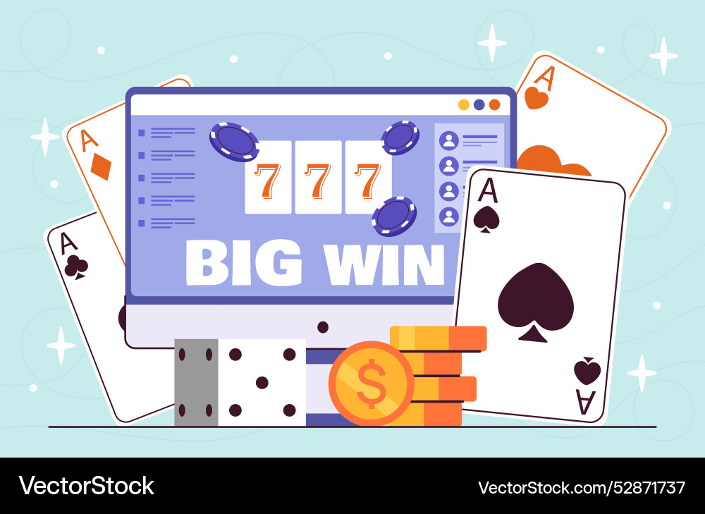 Online card game concept computer minitor Vector Image