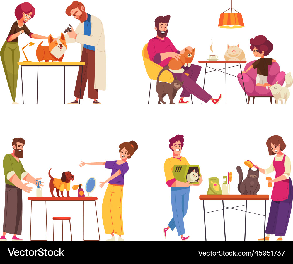 Pet service compositions Pet service compositions vector image