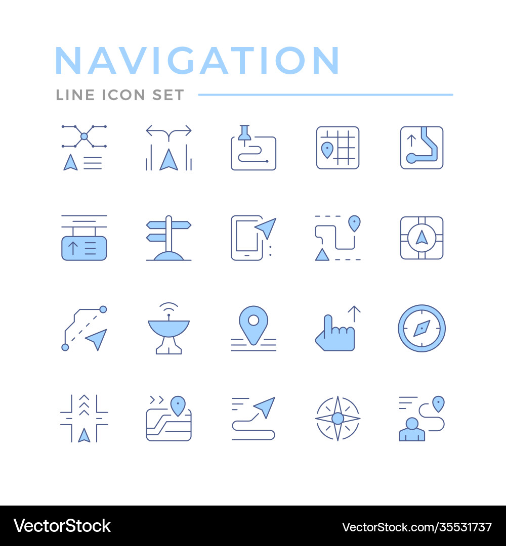 Set color line icons navigation Set color line icons navigation Vector Image