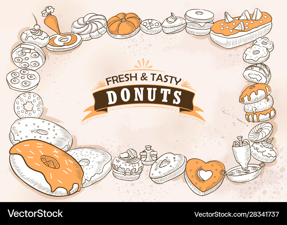 Template different types donut for menu Template different types donut for menu vector image
