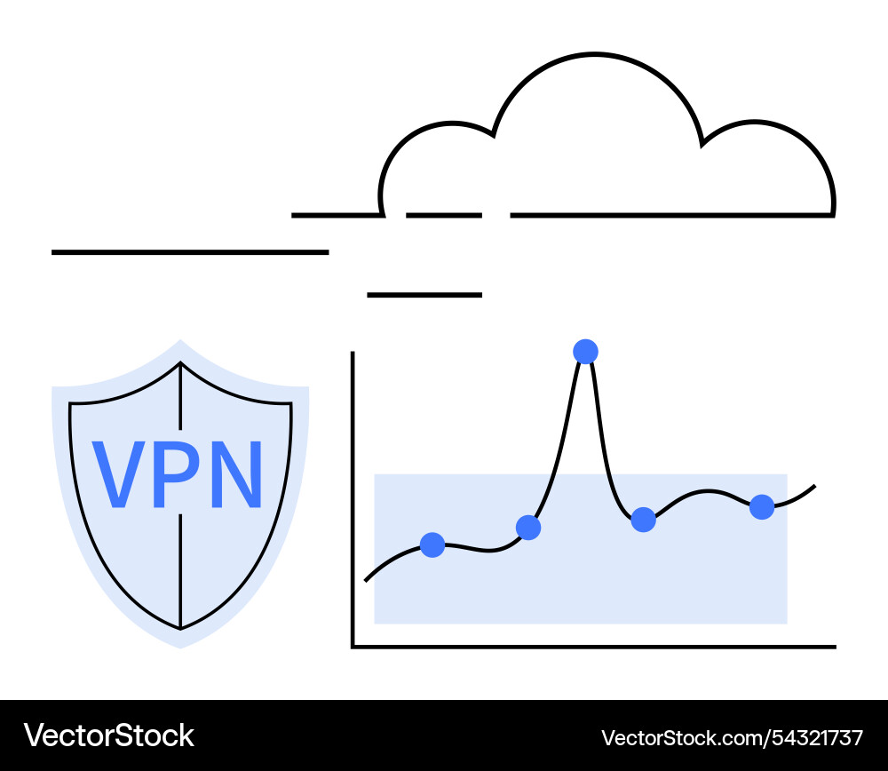 Vpn security and cloud data analysis represented Vpn security and cloud data analysis represented vector image