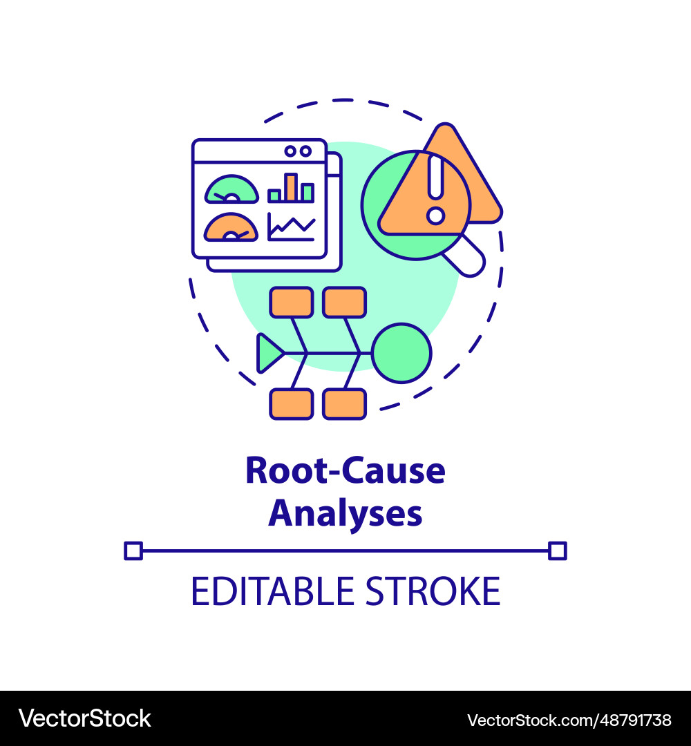 2d colorful thin linear icon root cause analysis 2d colorful thin linear icon root cause analysis vector image