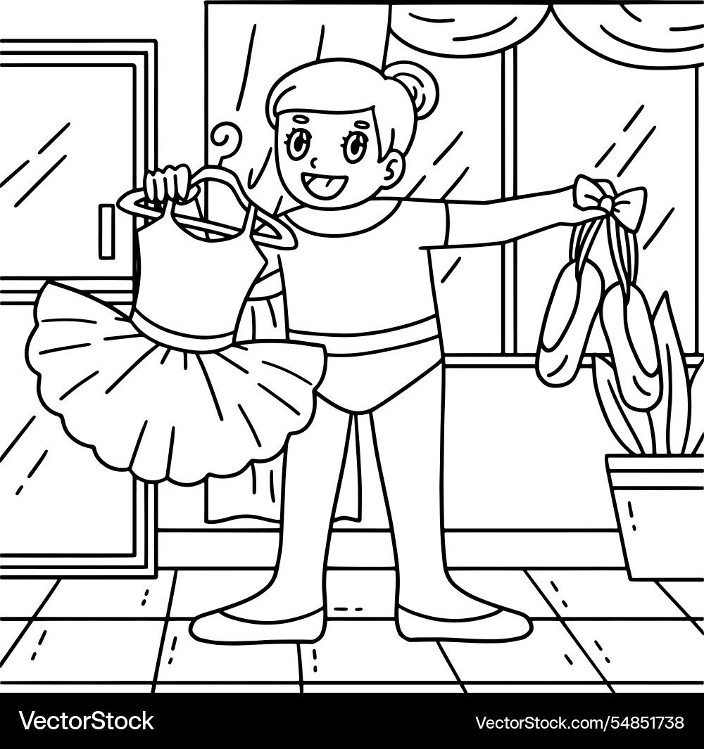Ballerina carrying items coloring page for kids Vector Image