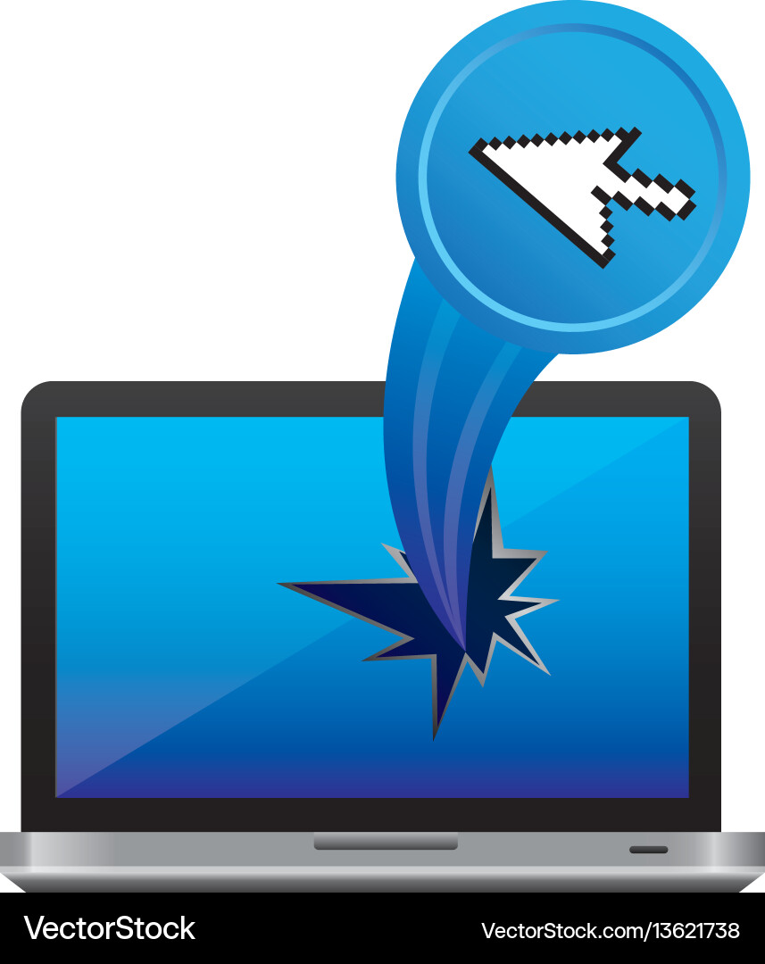 Blue computer arrow cursor with hole icon Blue computer arrow cursor with hole icon vector image