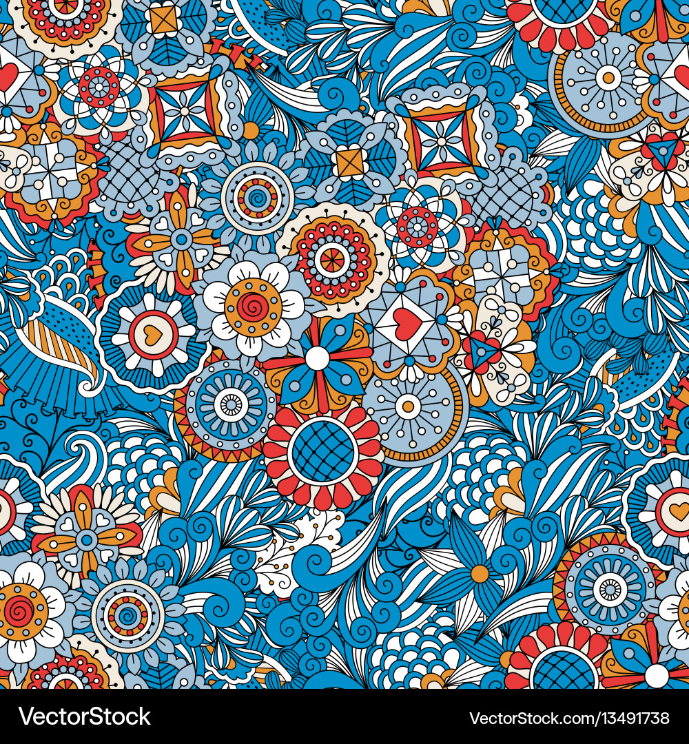 Blue Floral Paisley Pattern vector image
