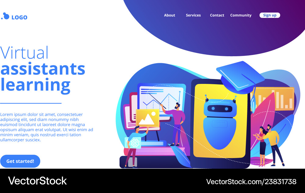 Chatbot self learningconcept landing page Chatbot self learningconcept landing page vector image