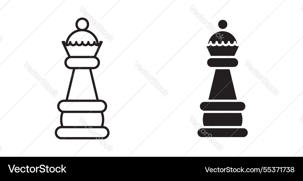 Chess queen icon set in thin line for web Chess queen icon set in thin line for web vector image
