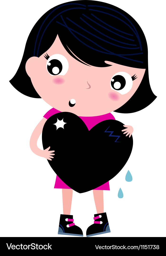Cute emo girl holding heart isolated on white Vector Image