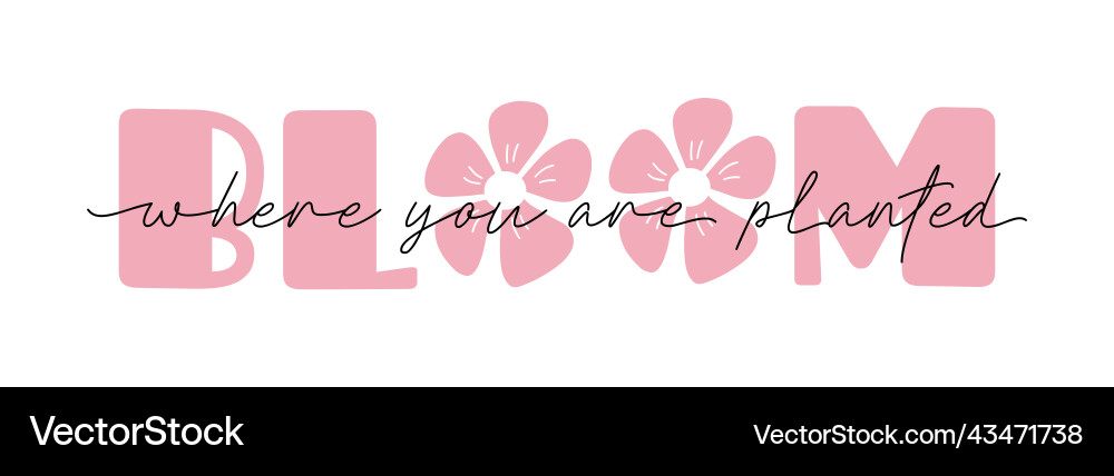 Cute retro Schrift - Blüte wo Sie gepflanzt werden Cute retro Schrift - Blüte wo Sie gepflanzt werden vektorbild