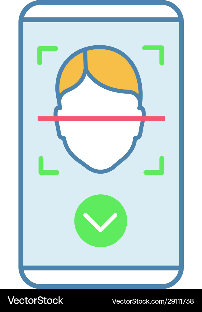 Face scan approved color icon Face scan approved color icon Vector Image